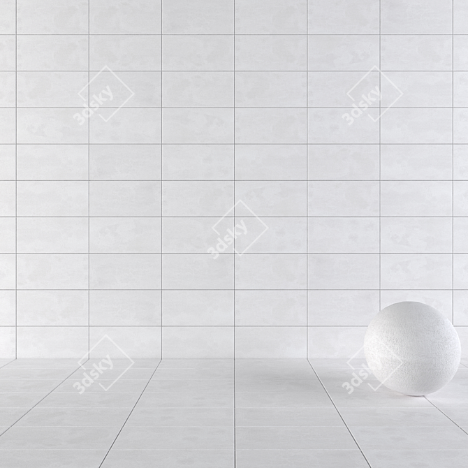 Sleek Savoy White Concrete Tiles 3D model image 1