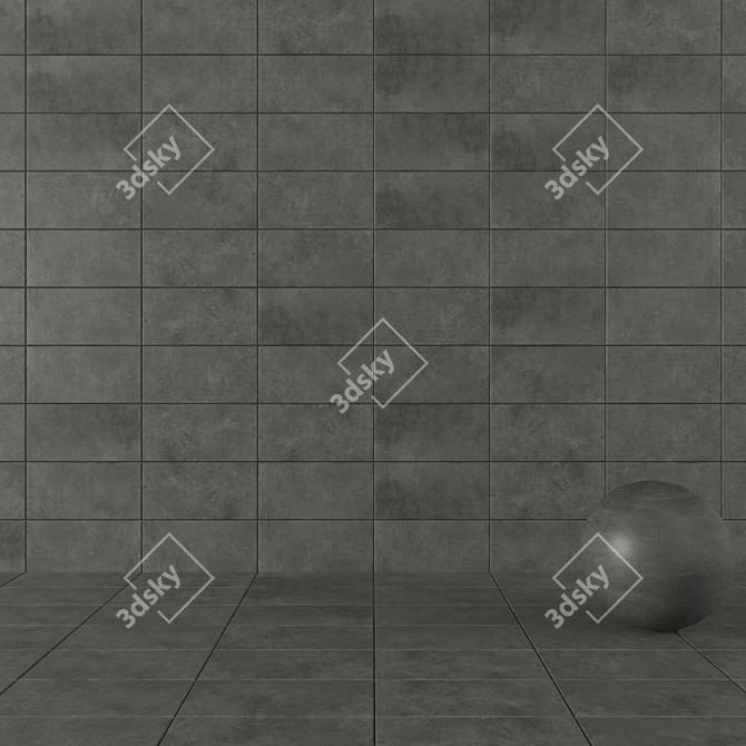 Anthracite Concrete Wall Tiles - Suite Collection 3D model image 1