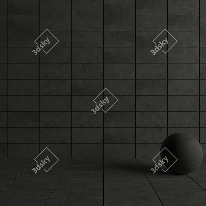 Anthracite Concrete Wall Tiles - Suite Collection 3D model image 4