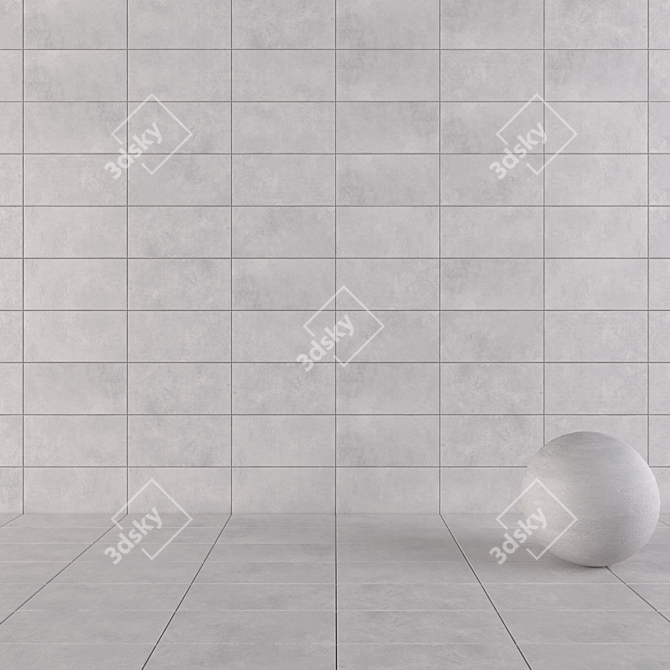 Sophisticated Suite Gray Wall Tiles 3D model image 1