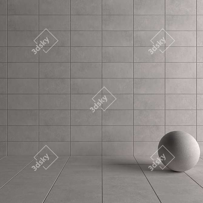 Sophisticated Suite Gray Wall Tiles 3D model image 4