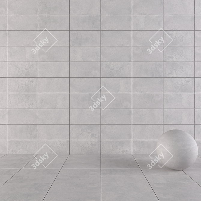 Modern Gray Concrete Wall Tiles 3D model image 1