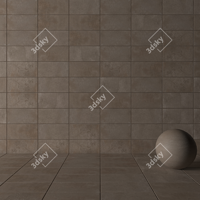 Modern Concrete Wall Tiles - Taupe Set 3D model image 3