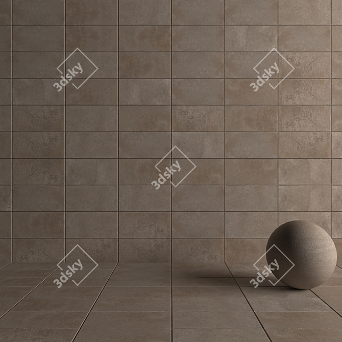 Modern Concrete Wall Tiles - Taupe Set 3D model image 4