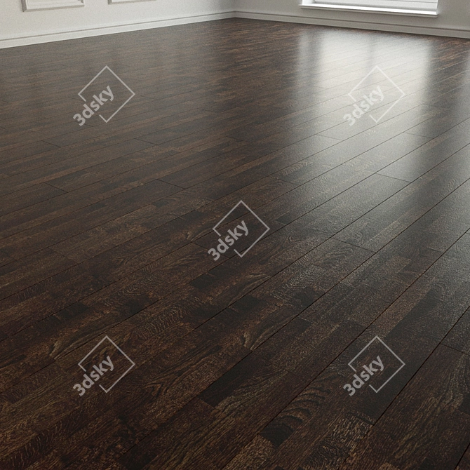 Vibrant Oak Parquet Flooring 3D model image 2