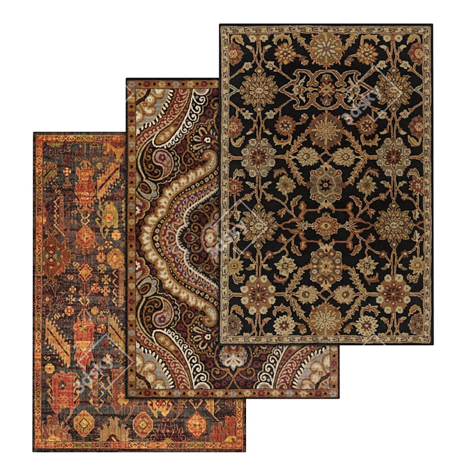 Luxury Carpet Set: High-Quality Textures, 3 Distinct Designs 3D model image 1