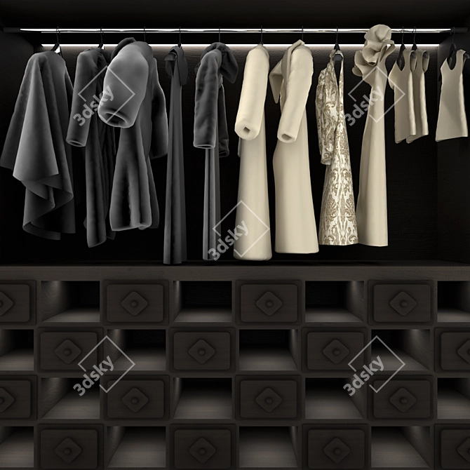 Realistic 3D Wardrobe: Stylish and Spacious 3D model image 3