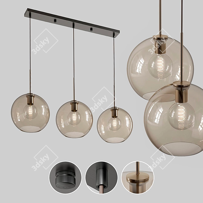 Lampatron Vilmo Trio F - Stylish Triple Pendant Lamp with Amber Shades 3D model image 1