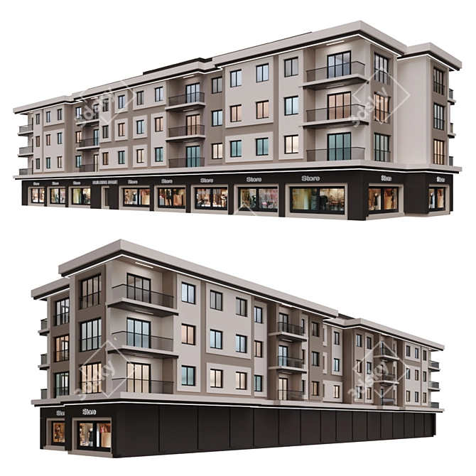 Modern Residential Building 29: Detailed 3D Model 3D model image 2