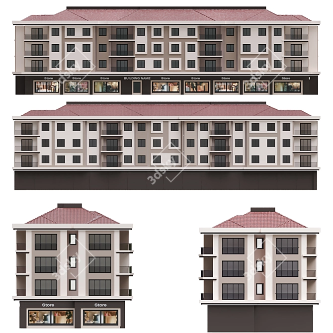 Modern Residential Building 29: Detailed 3D Model 3D model image 3