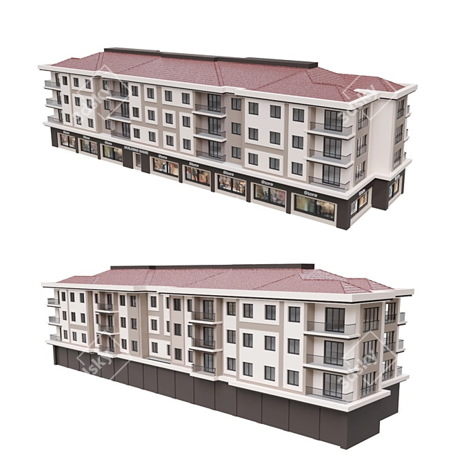 Modern Residential Building 29: Detailed 3D Model 3D model image 4