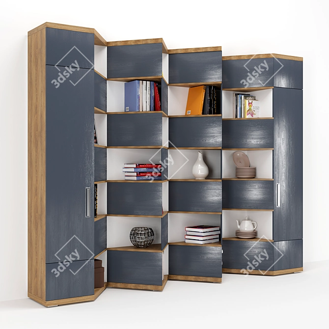 Custom Corner Bookcase | 3400x500x2695mm 3D model image 1