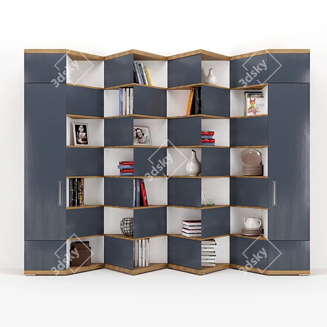 Custom Corner Bookcase | 3400x500x2695mm 3D model image 3