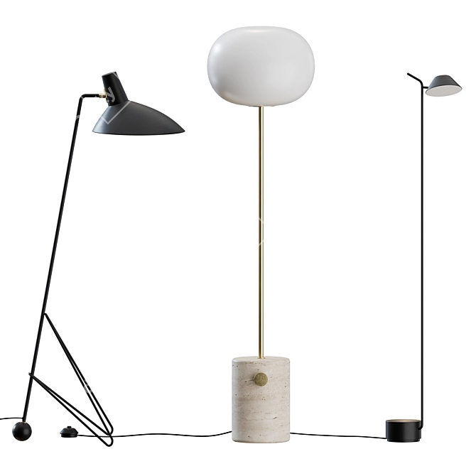 Modern Floor Lamp Set - JWDA, Peek, Tripod 3D model image 1