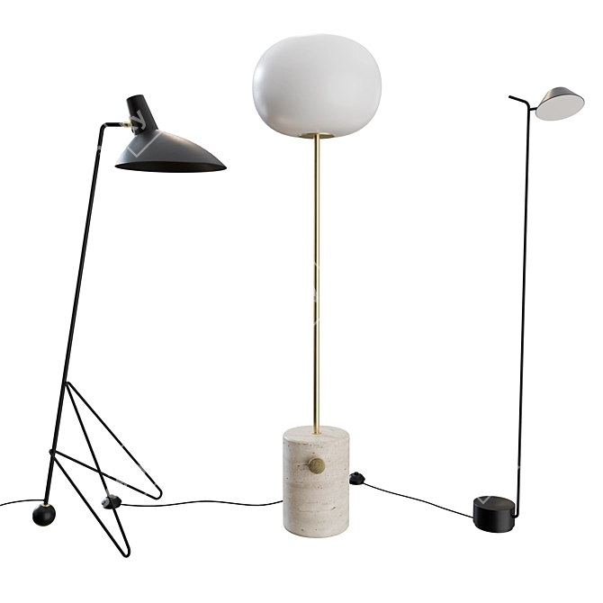 Modern Floor Lamp Set - JWDA, Peek, Tripod 3D model image 4