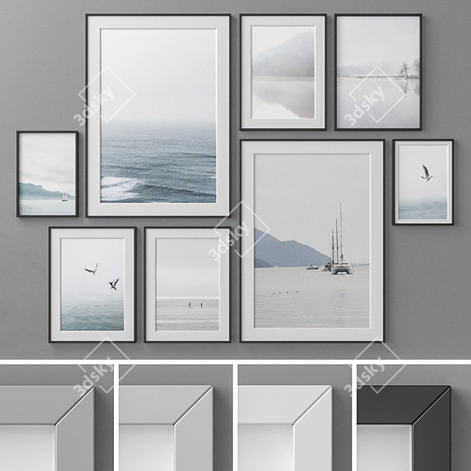 Multicolored Photo Frames Set 3D model image 1