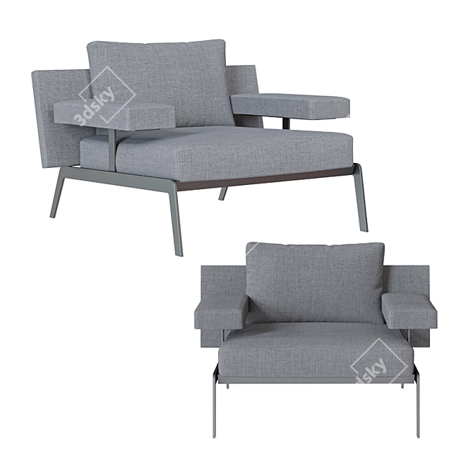 Sleek Armchair by B&T 3D model image 2