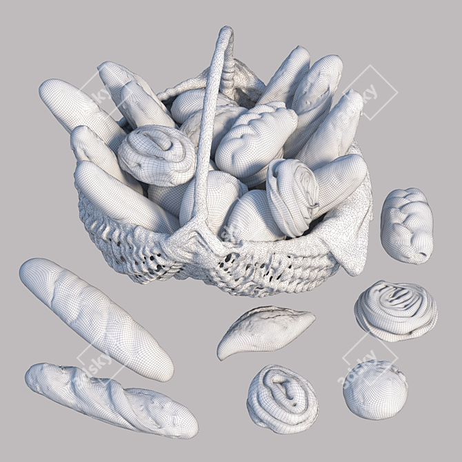 Delicious Bread Assortment 3D model image 5