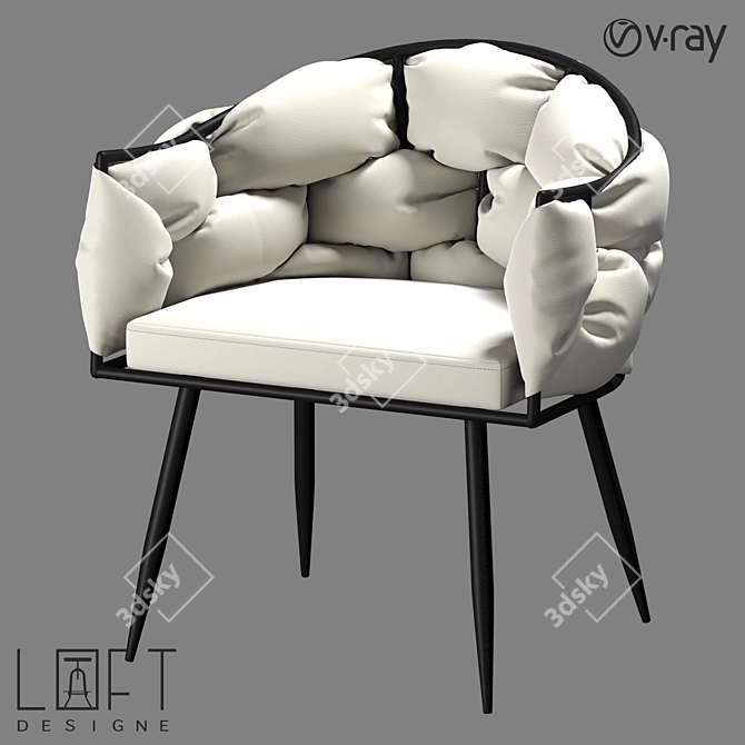 Title: Elegant Metal and Eco-Leather Chair - LoftDesigne 30460 3D model image 1