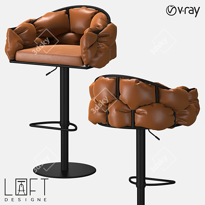 LoftDesigne 30465 Bar Stool: Stylish Metal and Faux Leather Seating 3D model image 1