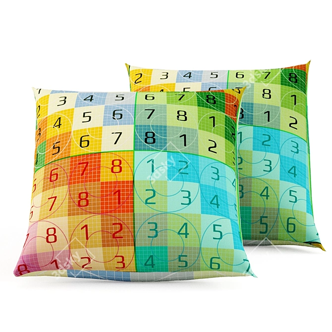 Colorful Ekene Pillow: Modern Style & High-Quality Textures 3D model image 4