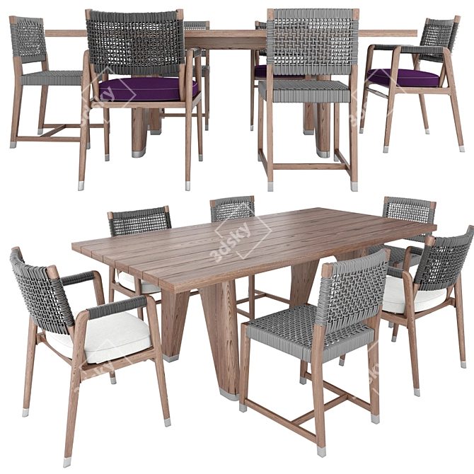 Luxurious Modern Combination: ORTIGIA Chair & MONREALE Table by FLEXFORM 3D model image 1