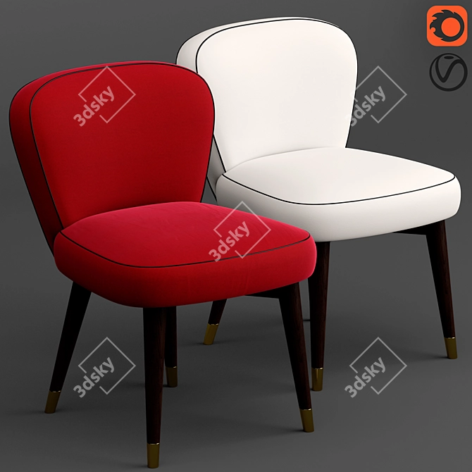 Olivia Black Tie Chair 3D model image 5