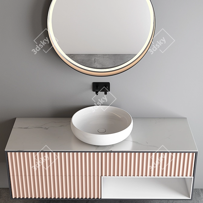 Sleek Bathroom Cabinet Set 3D model image 3