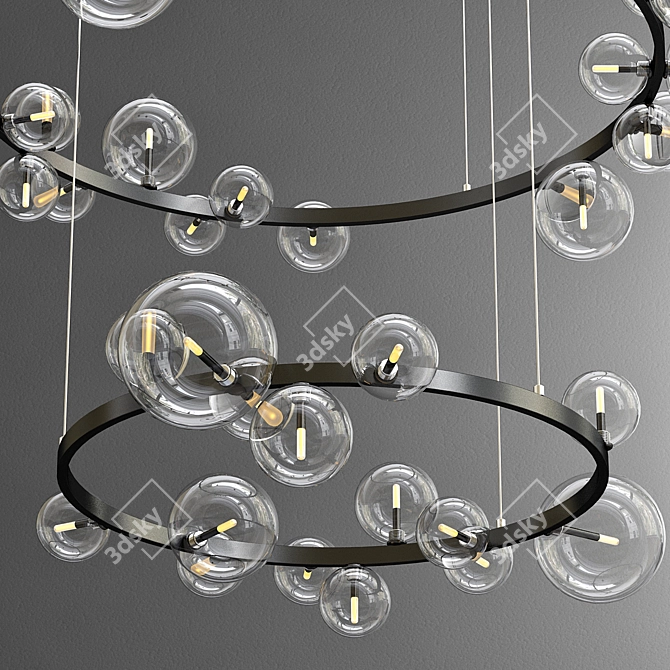 Modern Black Metal and Glass Chandelier 3D model image 4