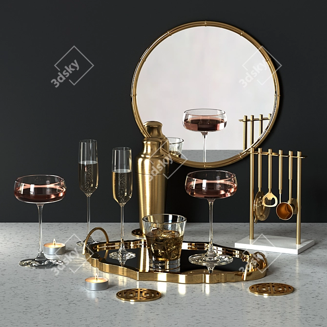 Mirrored Drink Set 3D model image 1