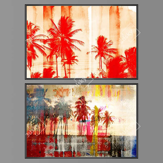 Artistic Wall Painting Set 3D model image 1