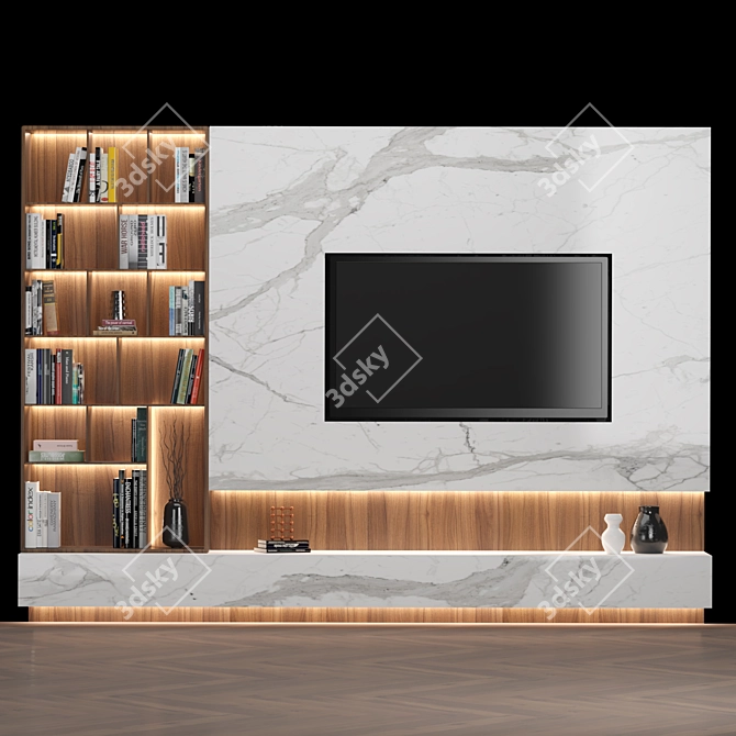 Modular TV Wall Unit with Adjustable Size 3D model image 1