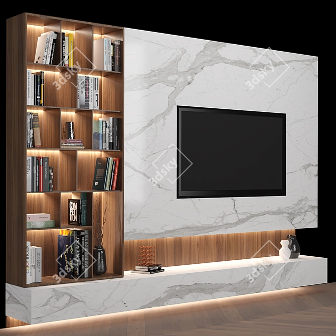 Modular TV Wall Unit with Adjustable Size 3D model image 2