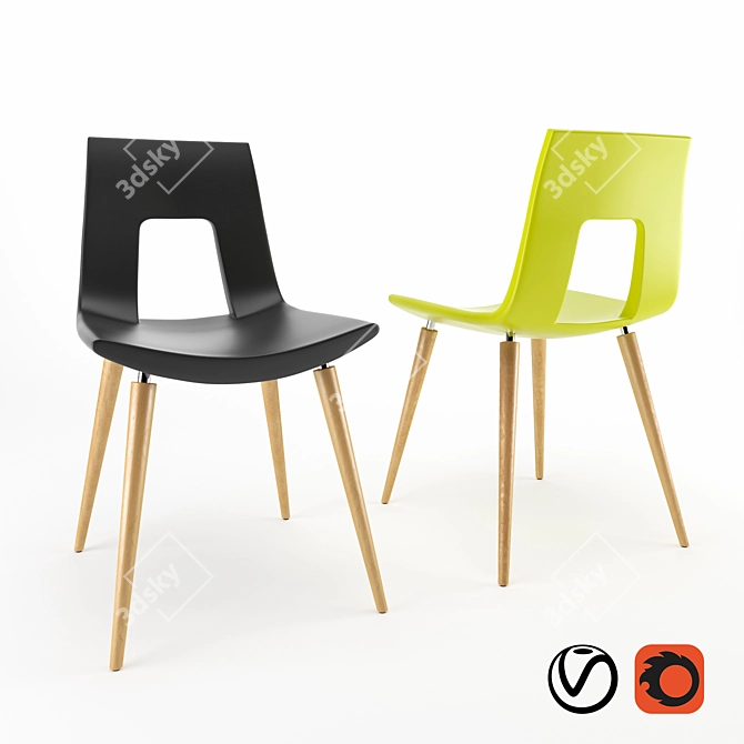 Modern Black and Green Chair by Tonon 3D model image 1