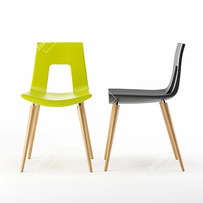 Modern Black and Green Chair by Tonon 3D model image 2