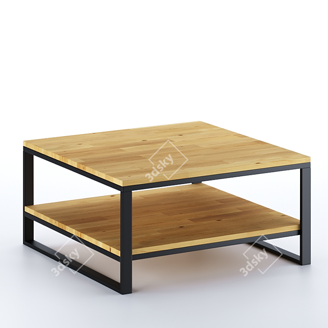 Hiba Square Oak Coffee Table 3D model image 1