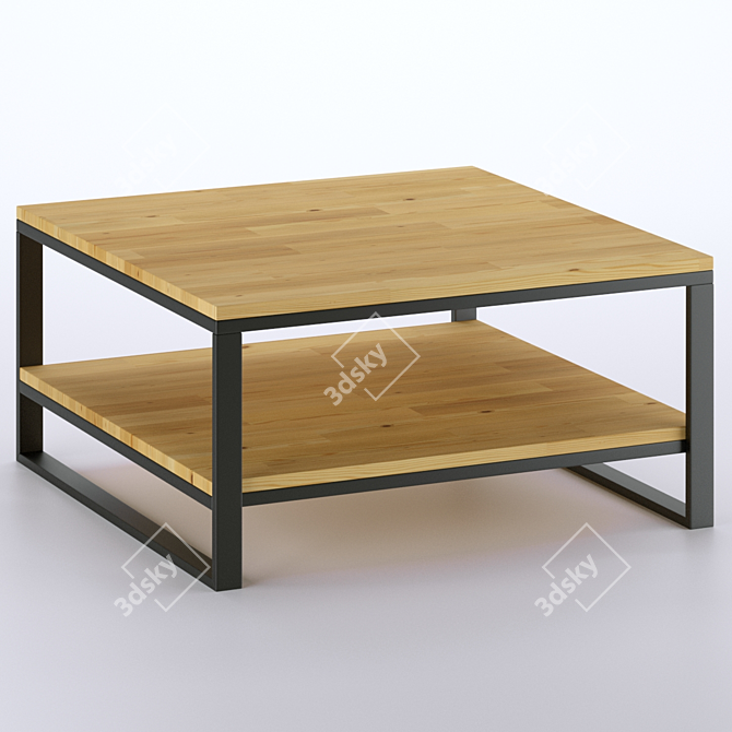 Hiba Square Oak Coffee Table 3D model image 3