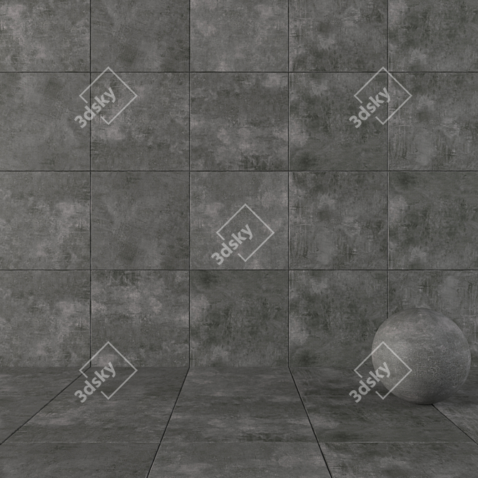 Urban Chic: ARES Black Concrete Wall Tiles 3D model image 1