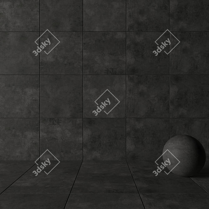 Urban Chic: ARES Black Concrete Wall Tiles 3D model image 3