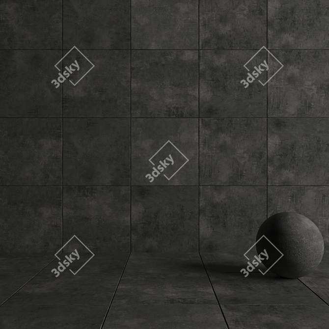 Urban Chic: ARES Black Concrete Wall Tiles 3D model image 4