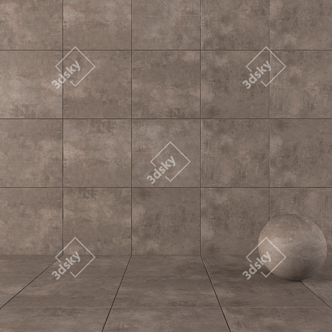 Brown Ares Concrete Wall Tiles 3D model image 1