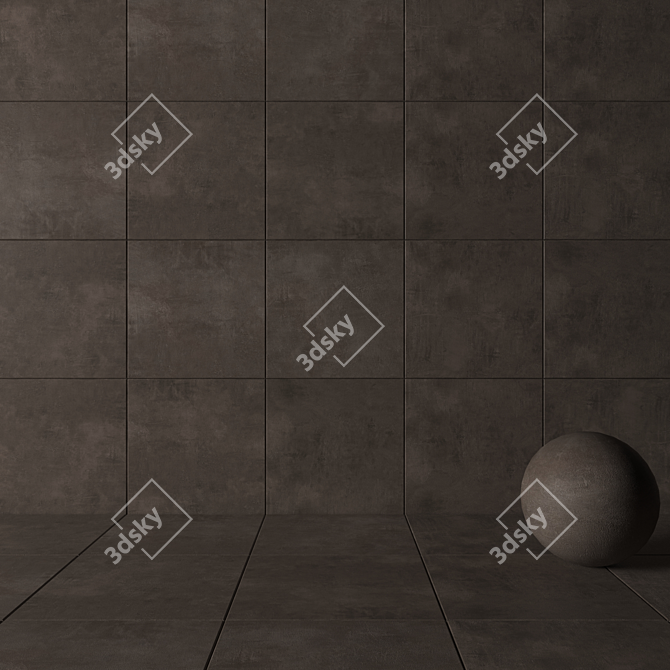 Brown Ares Concrete Wall Tiles 3D model image 3