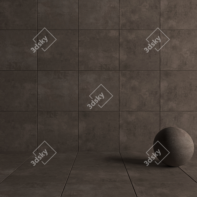 Brown Ares Concrete Wall Tiles 3D model image 4