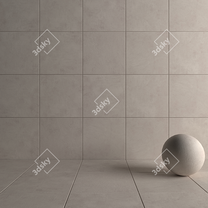 Ares Ivory Concrete Wall Tiles: Modern & Versatile 3D model image 4