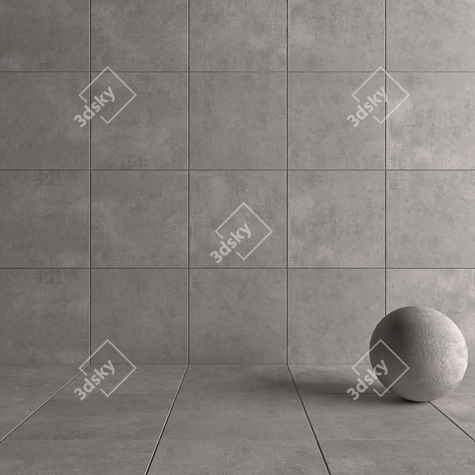 Ares Grey Concrete Wall Tiles: Elegant and Durable 3D model image 4