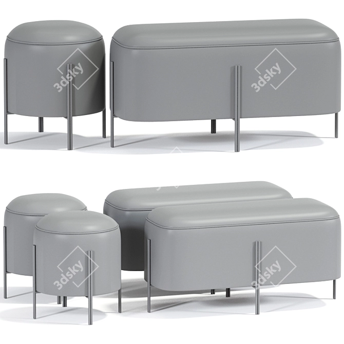 Modern Bench Seat Rolf Set 3D model image 2