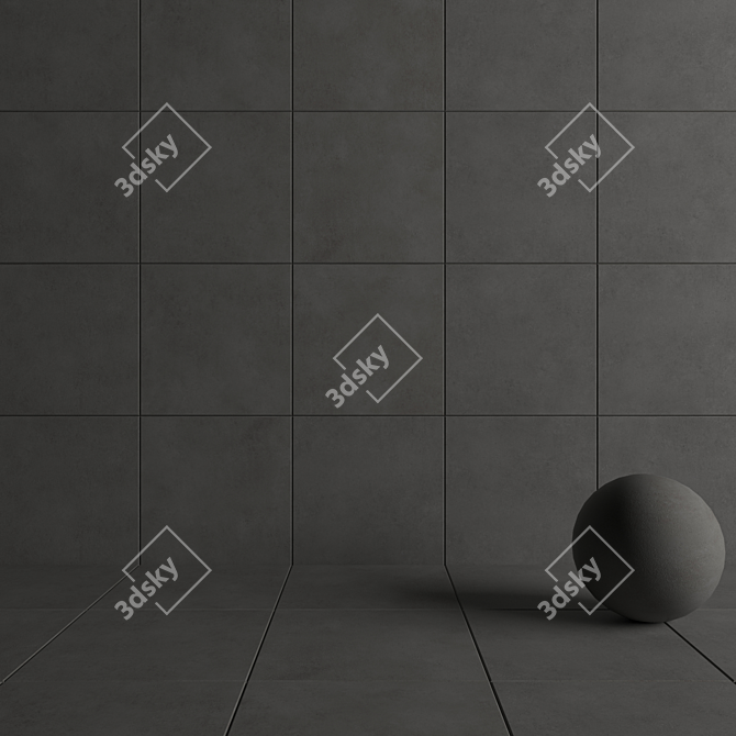 Concrete Core Anthracite Wall Tiles 3D model image 4