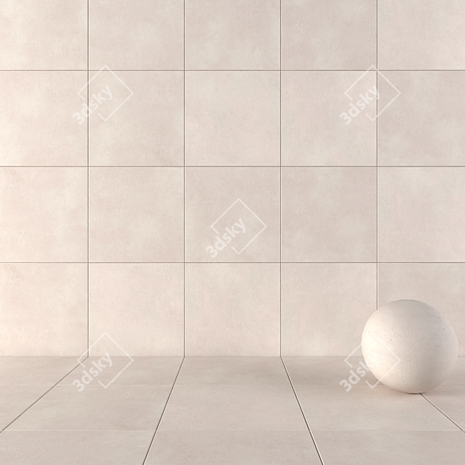 Core Beige Concrete Wall Tiles: Multi-Texture Design 3D model image 1