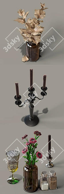 Elegant Table Setting Decor 3D model image 4