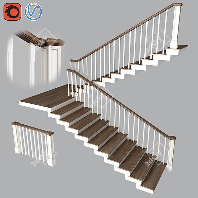 SleekSteel Staircase 3D model image 1